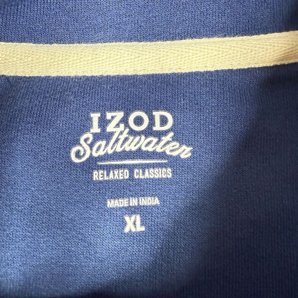 IZOD Saltwater Shirt Mens XL Blue Stripe Nauset Light Fleece Henley Pullover NWT - Picture 3 of 10